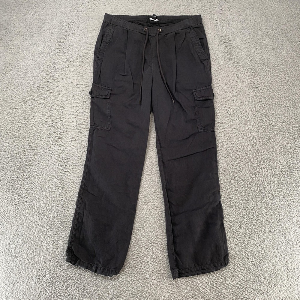 James Perse Cargo Pants Womens 1/Small Gray Twill Relaxed Elastic Waist Y2K